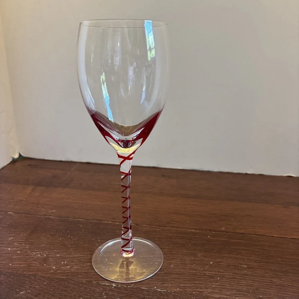 Pier 1 Imports Replacement Wine Glass Red‎ Ribbon Swirl Stem